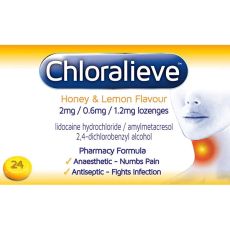 Chloralieve Honey & Lemon Flavour Lozenges 24s