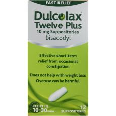 Dulcolax Twelve Plus 10mg Suppositories 12s