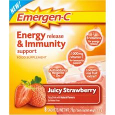 Emergen-C Energy Release & Immunity Support Juicy Strawberry Sachets 8s